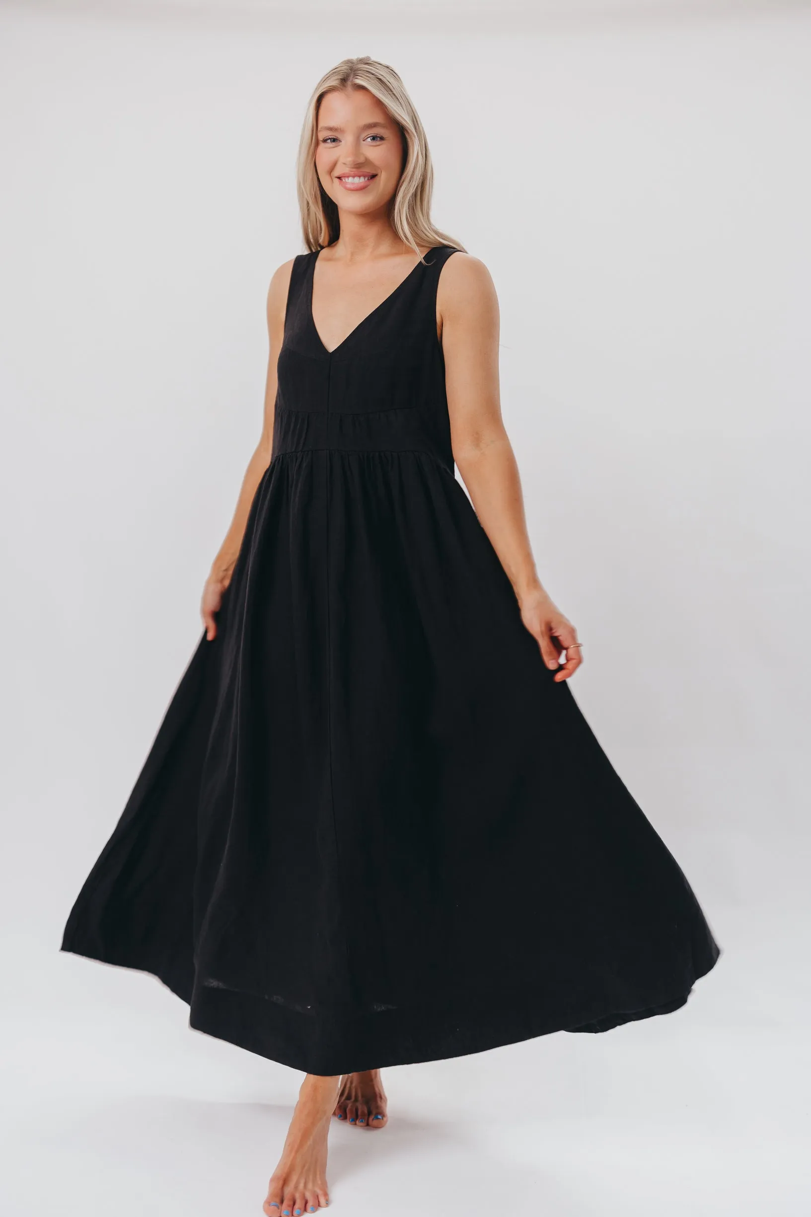 Eleonie 100% Linen Maxi Dress in Black sold by Worth Collective product image thumbnail 4