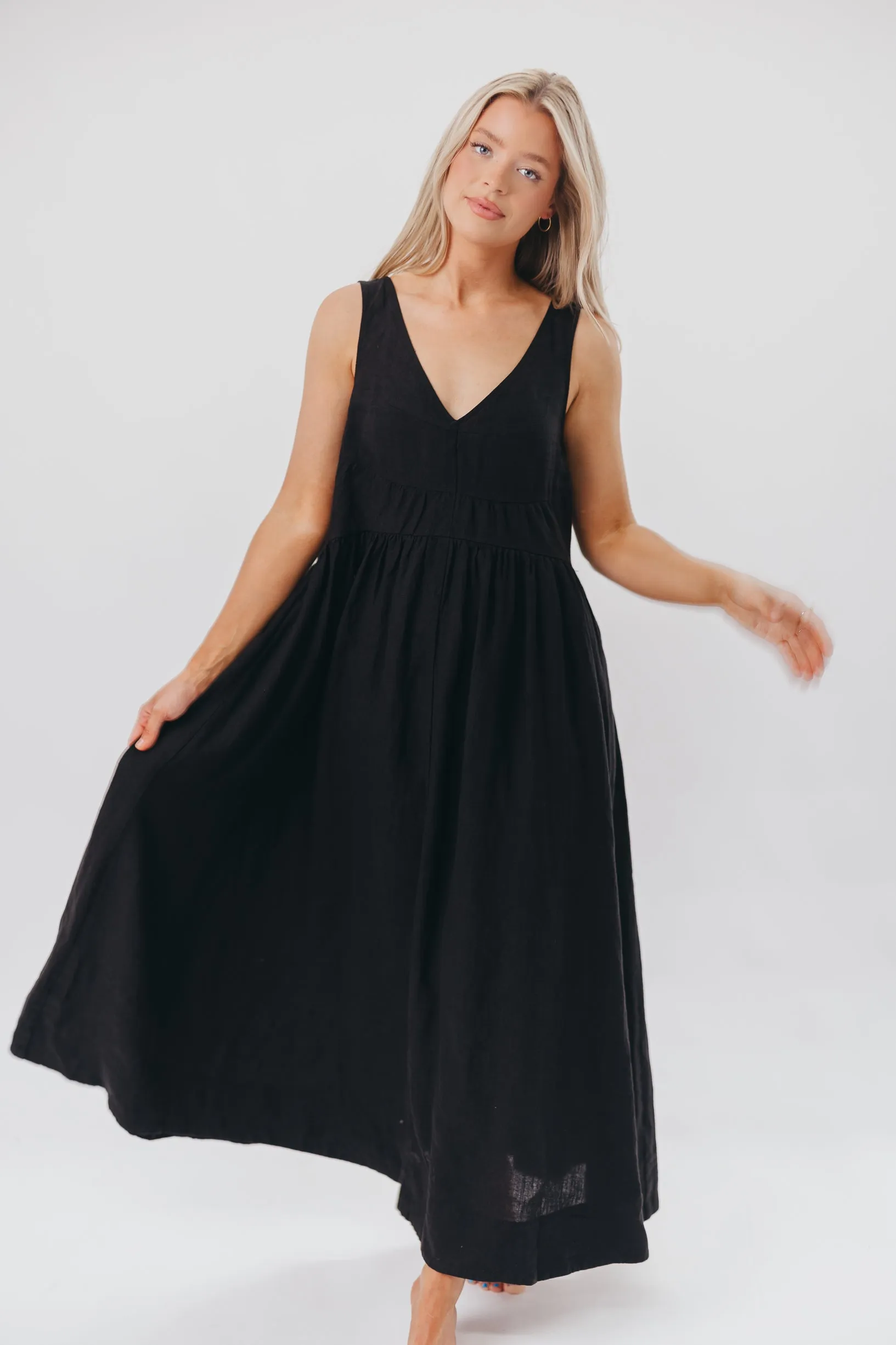 Eleonie 100% Linen Maxi Dress in Black sold by Worth Collective product image thumbnail 5
