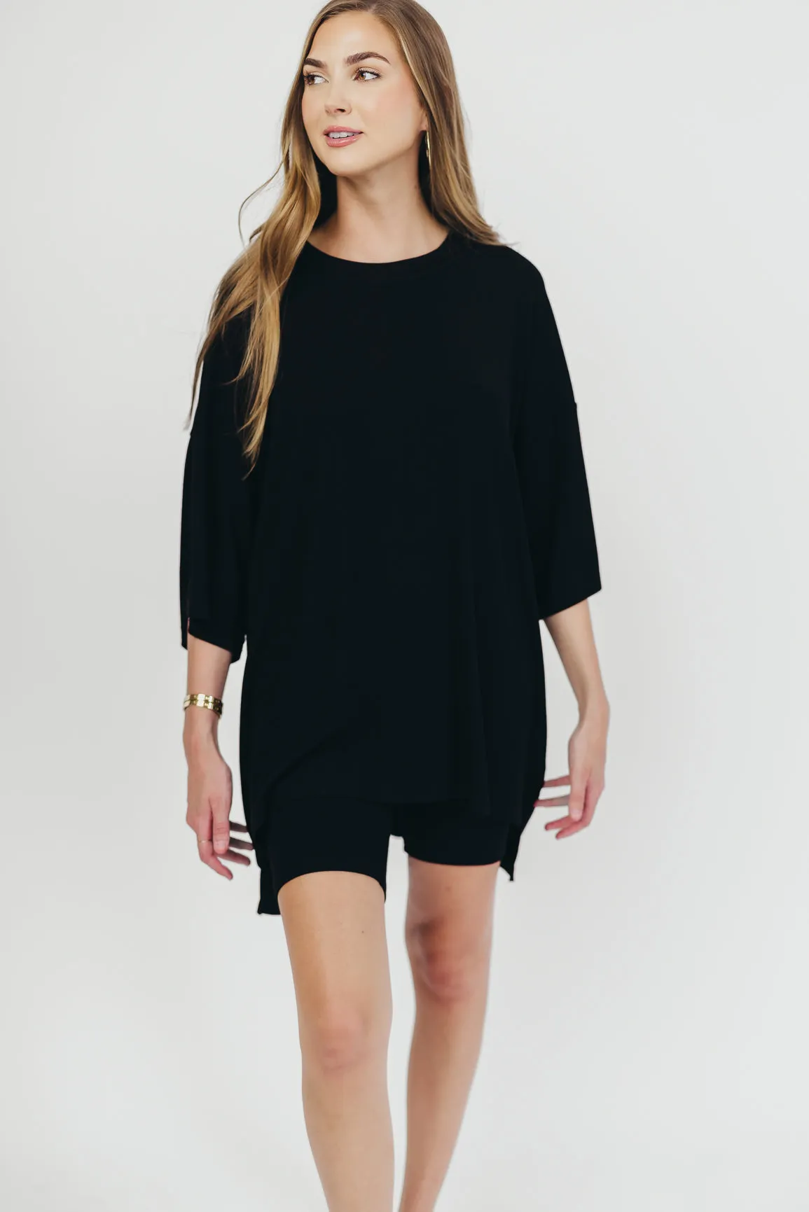 All Weekend Long Set - Short Sleeves - in Black sold by Worth Collective