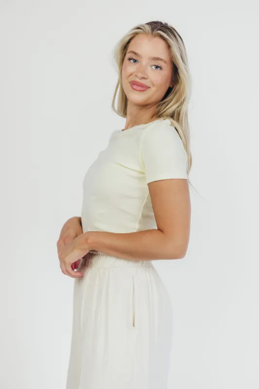 Nelly Ribbed Tee in Banana (See Stock Image for True Color) sold by Worth Collective