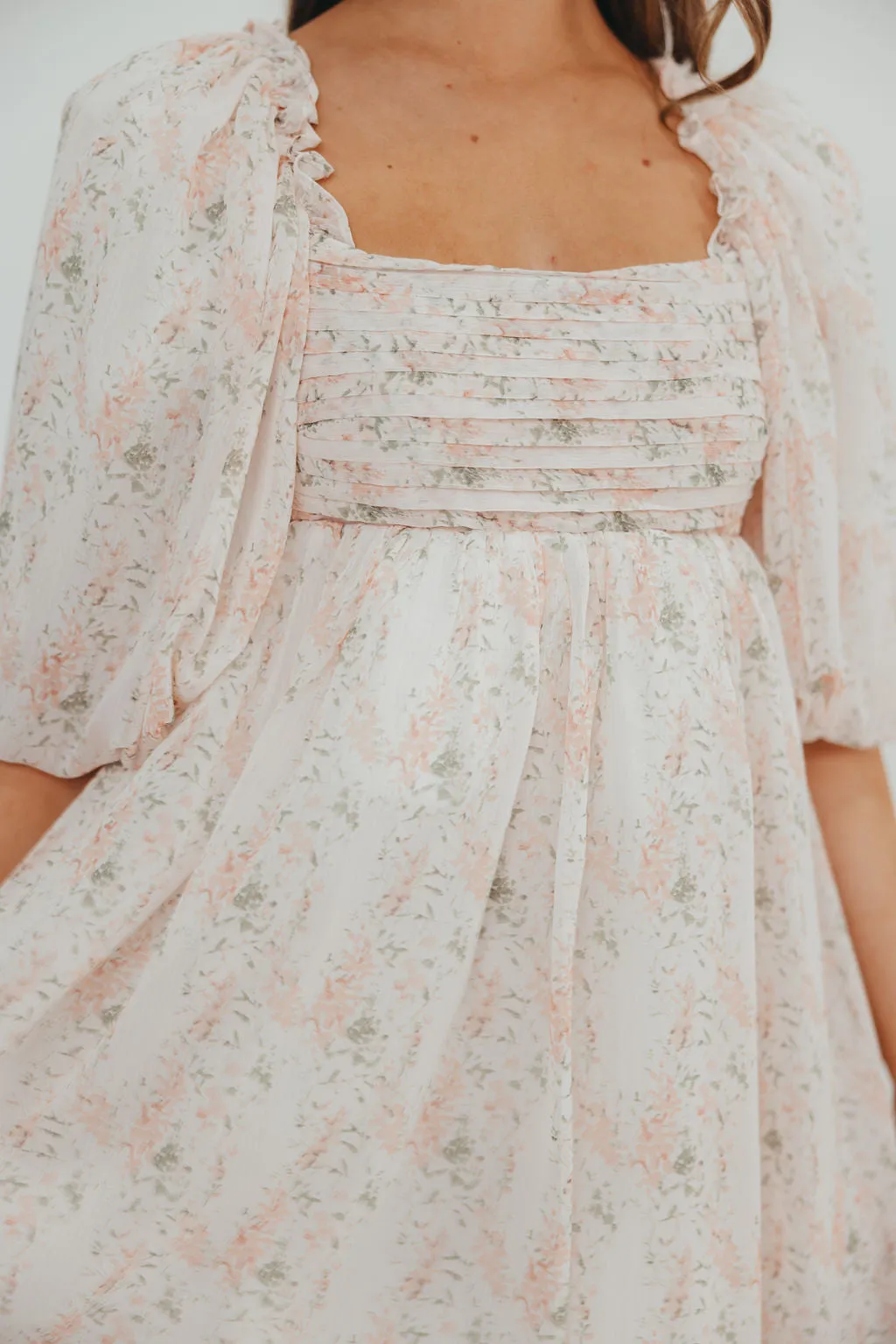 Melody Maxi Dress with Pleats and Bow Detail in Blush Floral - Bump Friendly & Inclusive Sizing (S-3XL) sold by Worth Collective product image thumbnail 4