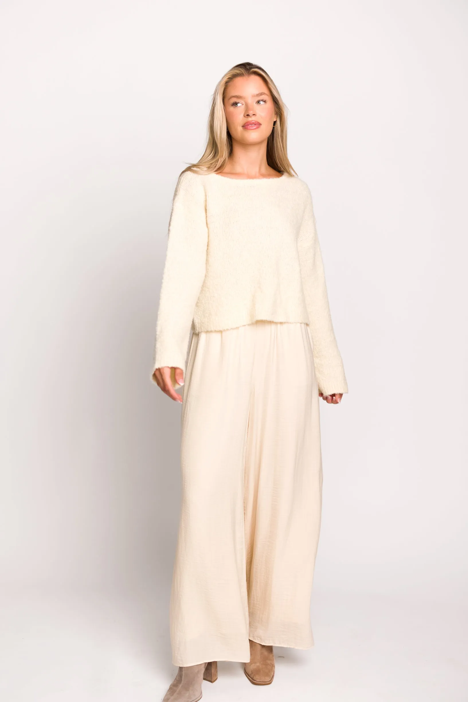 Lily Soft Knit Sweater in Cream sold by Worth Collective