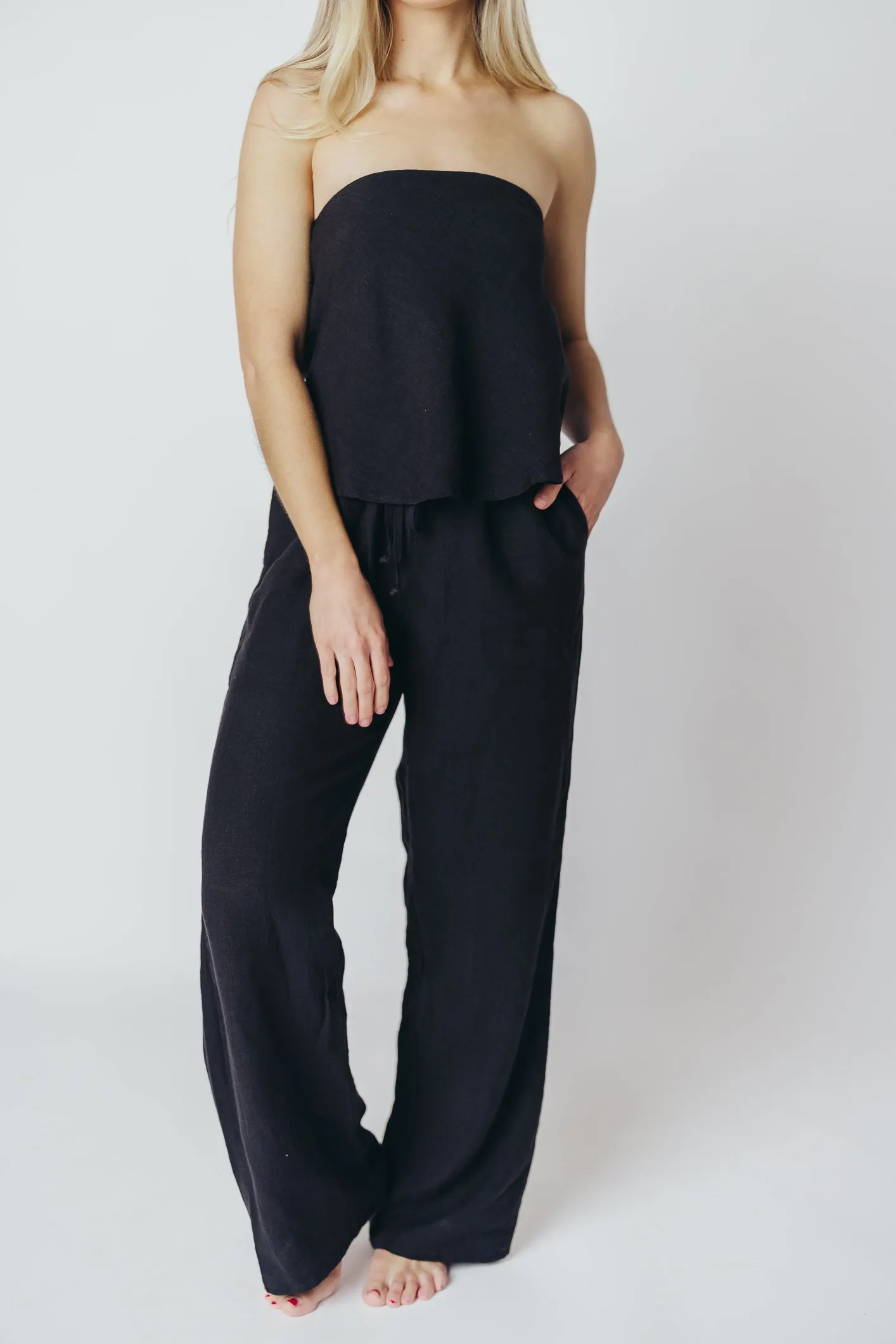 Peyton Linen Tube Top in Black sold by Worth Collective product image thumbnail 5