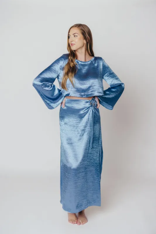 Cecily Midi Skirt in Blue Teal sold by Worth Collective