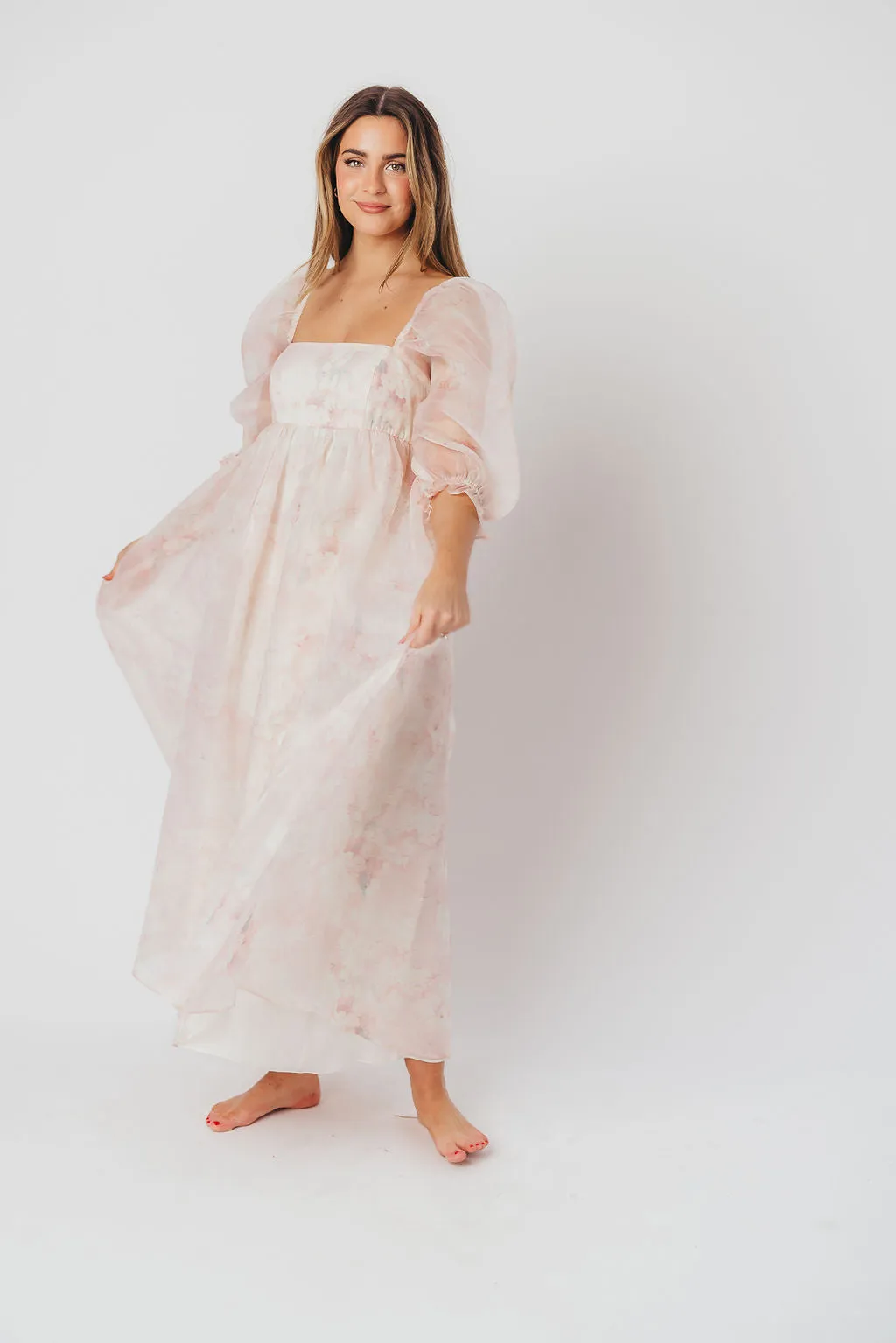 *New* Mona Maxi Dress with Smocking in Pale Pink Floral - Bump Friendly & Inclusive Sizing (S-3XL) sold by Worth Collective product image thumbnail 5