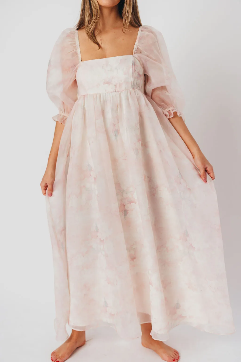 *New* Mona Maxi Dress with Smocking in Pale Pink Floral - Bump Friendly & Inclusive Sizing (S-3XL) sold by Worth Collective product image thumbnail 4