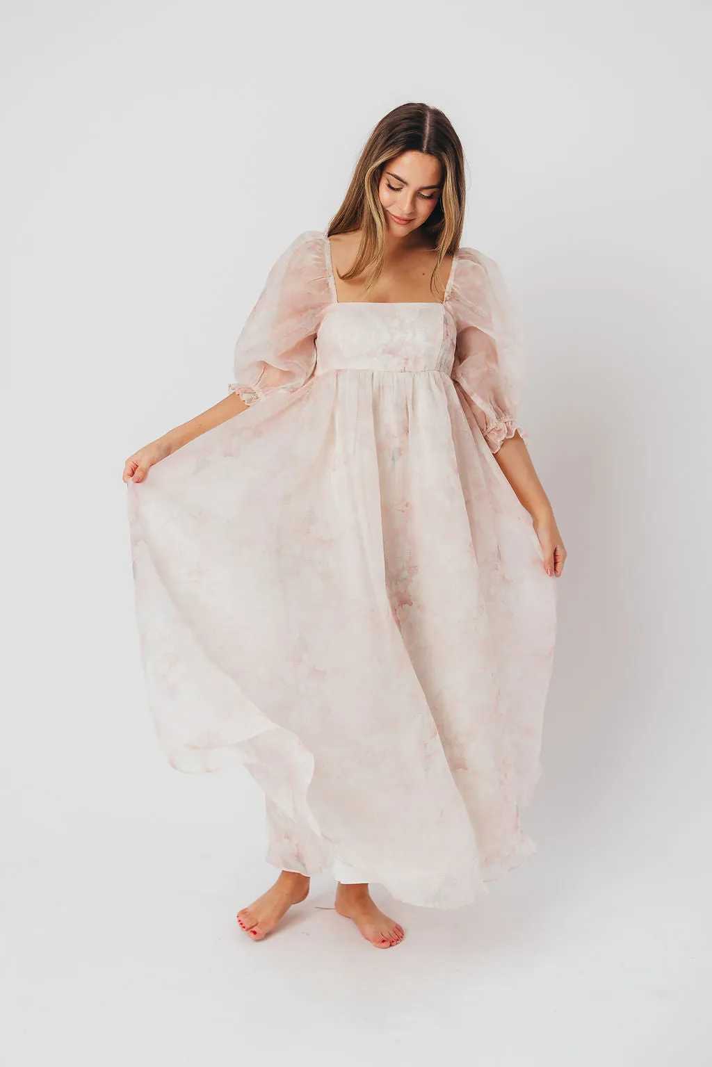 *New* Mona Maxi Dress with Smocking in Pale Pink Floral - Bump Friendly & Inclusive Sizing (S-3XL) sold by Worth Collective product image thumbnail 3