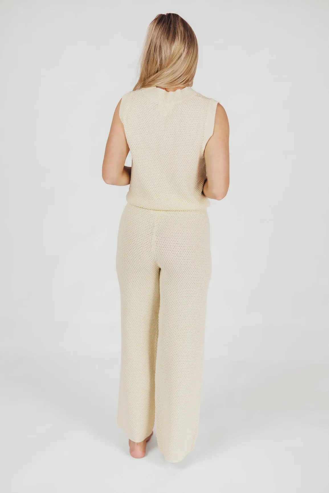 Emma Cropped Knit Wide Leg Pant in Cream sold by Worth Collective product image thumbnail 5