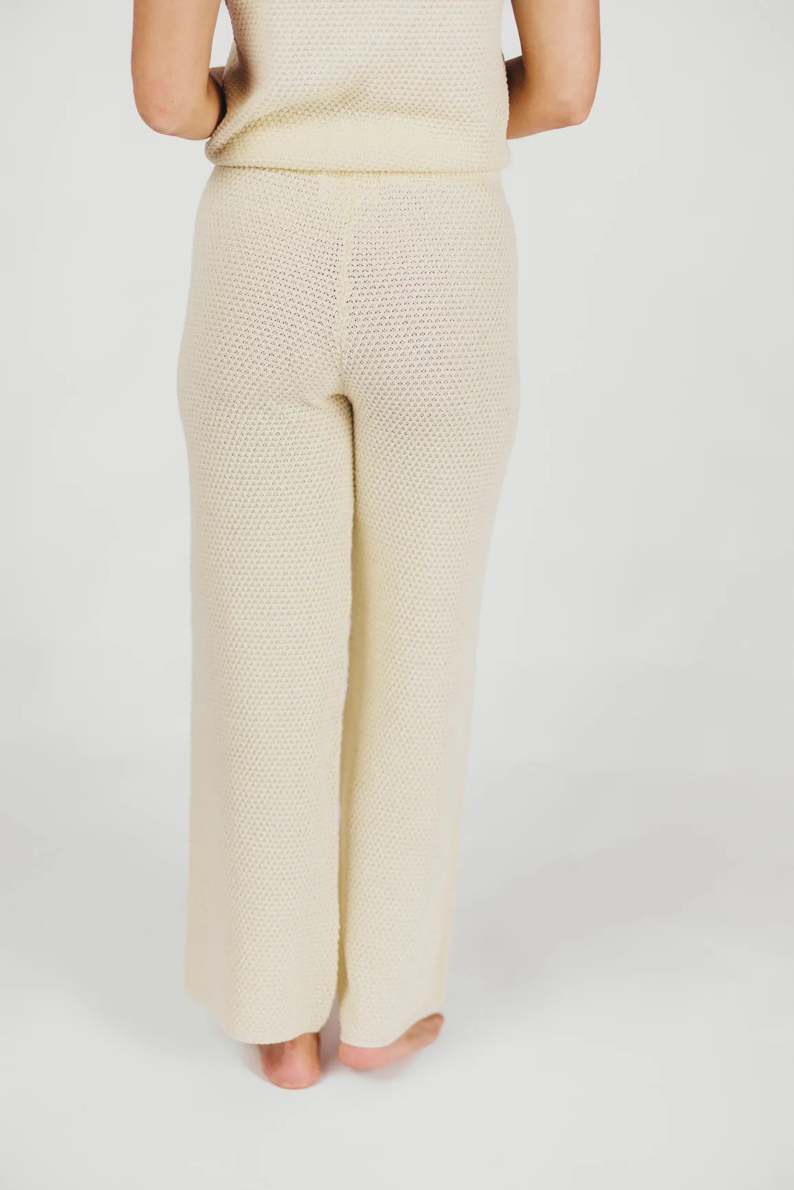 Emma Cropped Knit Wide Leg Pant in Cream sold by Worth Collective product image thumbnail 3