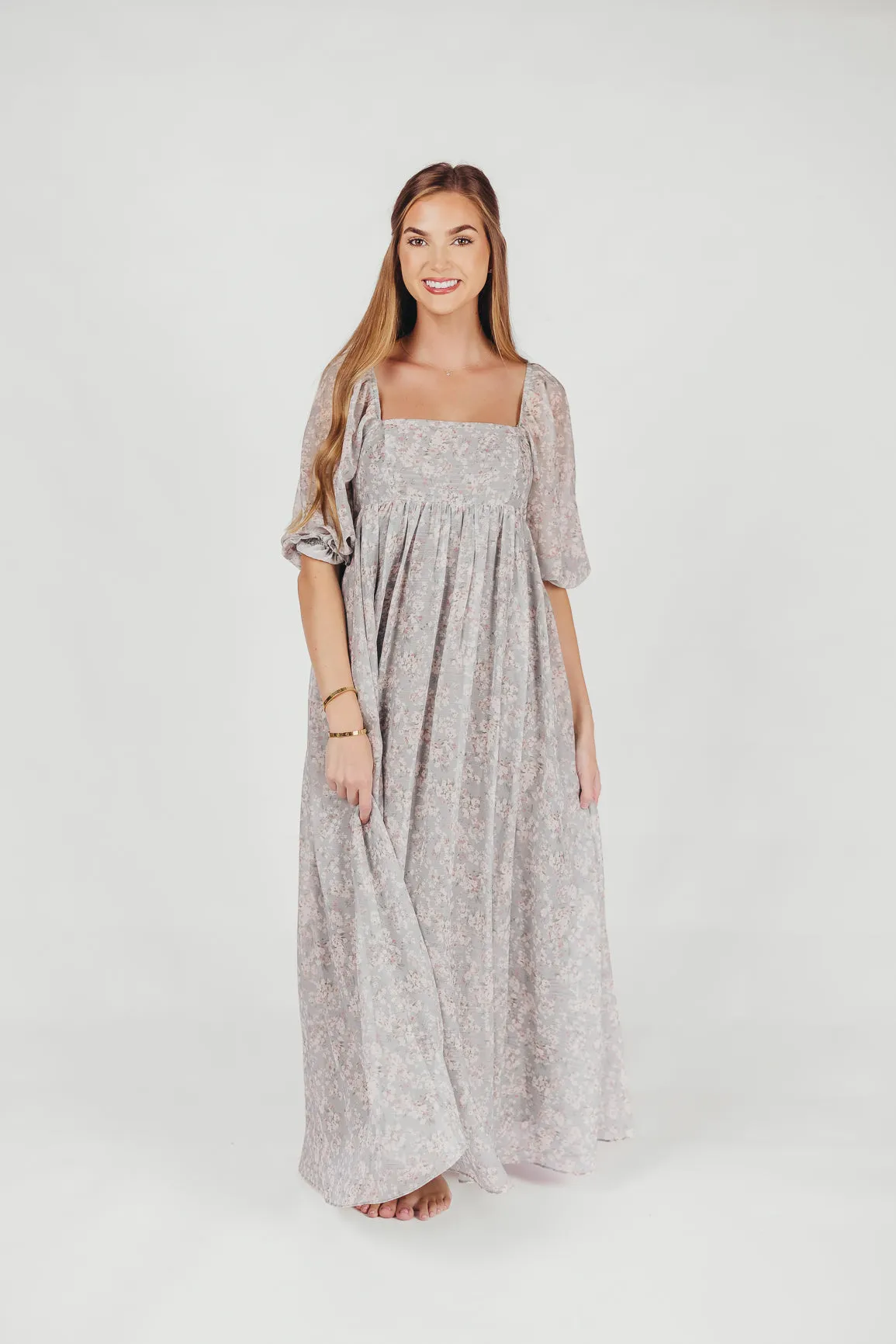 Mona Maxi Dress with Smocking in Sage Green Floral - Bump Friendly sold by Worth Collective product image thumbnail 3