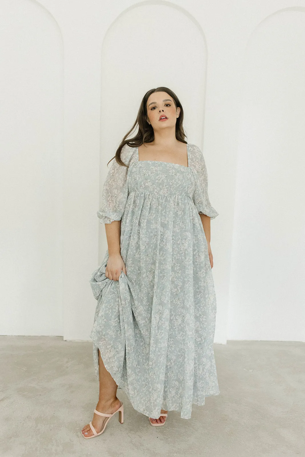 Mona Maxi Dress with Smocking in Sage Green Floral - Bump Friendly sold by Worth Collective product image thumbnail 5
