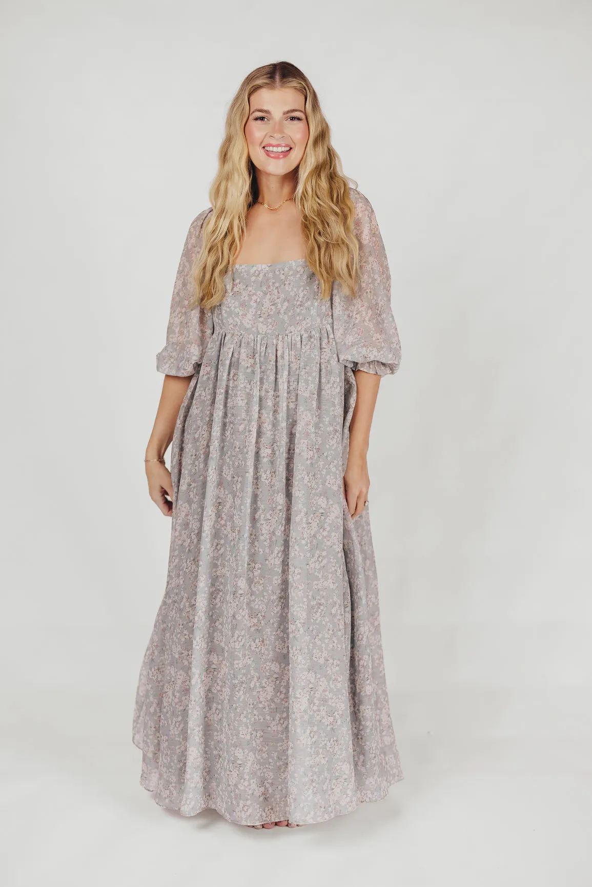 Mona Maxi Dress with Smocking in Sage Green Floral - Bump Friendly sold by Worth Collective product image thumbnail 2