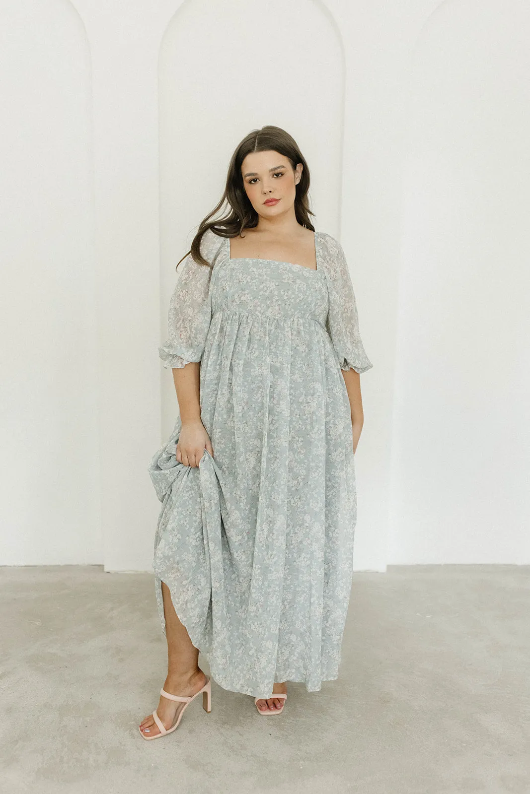 Mona Maxi Dress with Smocking in Sage Green Floral - Bump Friendly sold by Worth Collective product image thumbnail 4