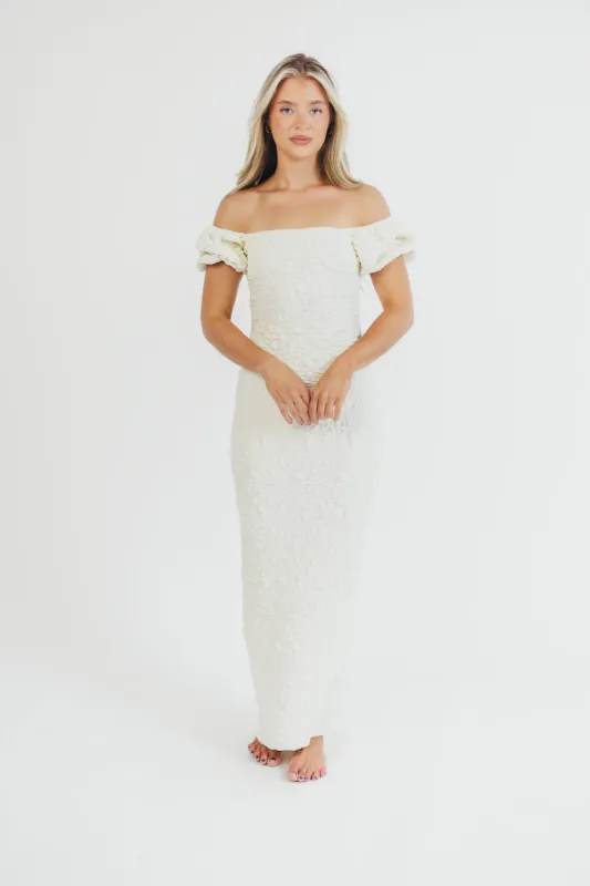 Madden Textured Maxi Dress in Ivory - Bump Friendly sold by Worth Collective
