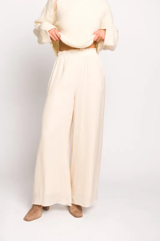 Zahara Wide Leg Pants in Ivory sold by Worth Collective