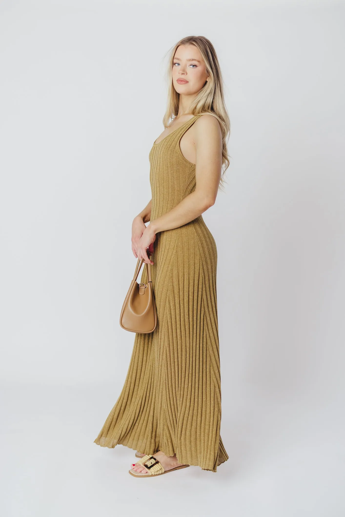 Gidea Knit Maxi Dress in Brown Olive sold by Worth Collective product image thumbnail 4