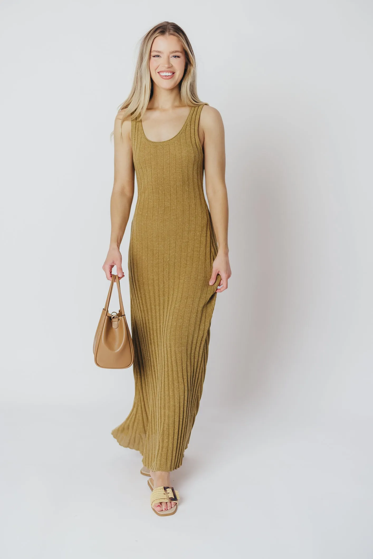 Gidea Knit Maxi Dress in Brown Olive sold by Worth Collective product image thumbnail 2