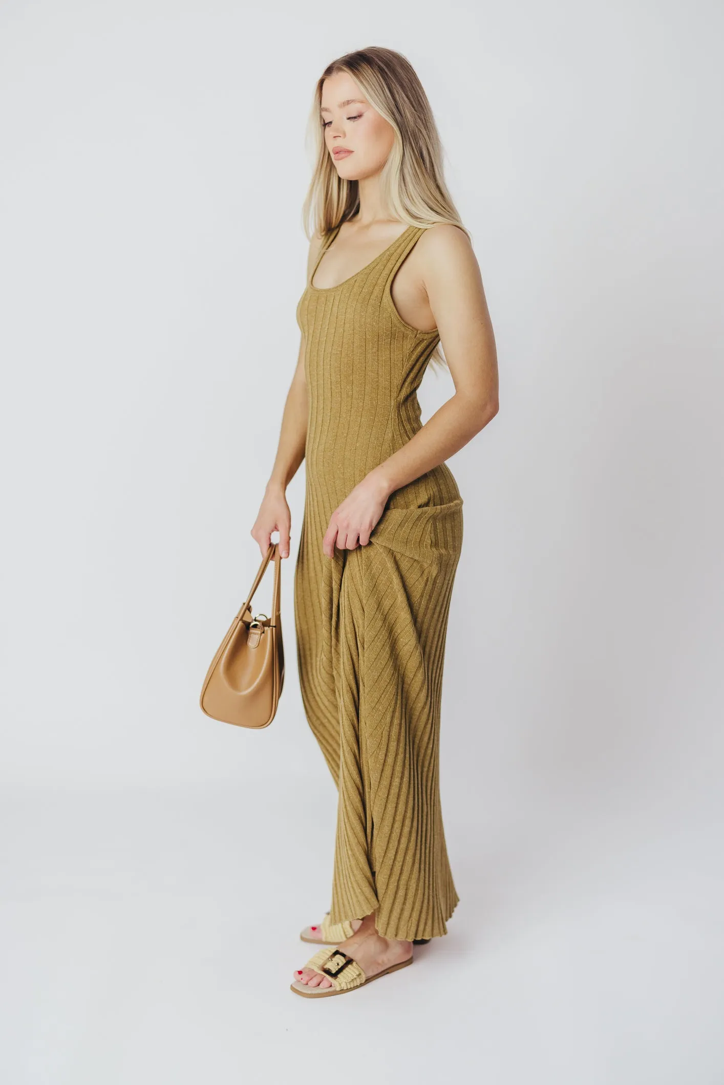 Gidea Knit Maxi Dress in Brown Olive sold by Worth Collective product image thumbnail 5