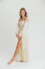 Harper Cru Long Sleeve Off-Shoulder Maxi Dress in Cream (S-XL) sold by Worth Collective