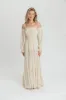 Harper Cru Long Sleeve Off-Shoulder Maxi Dress in Cream (S-XL) sold by Worth Collective