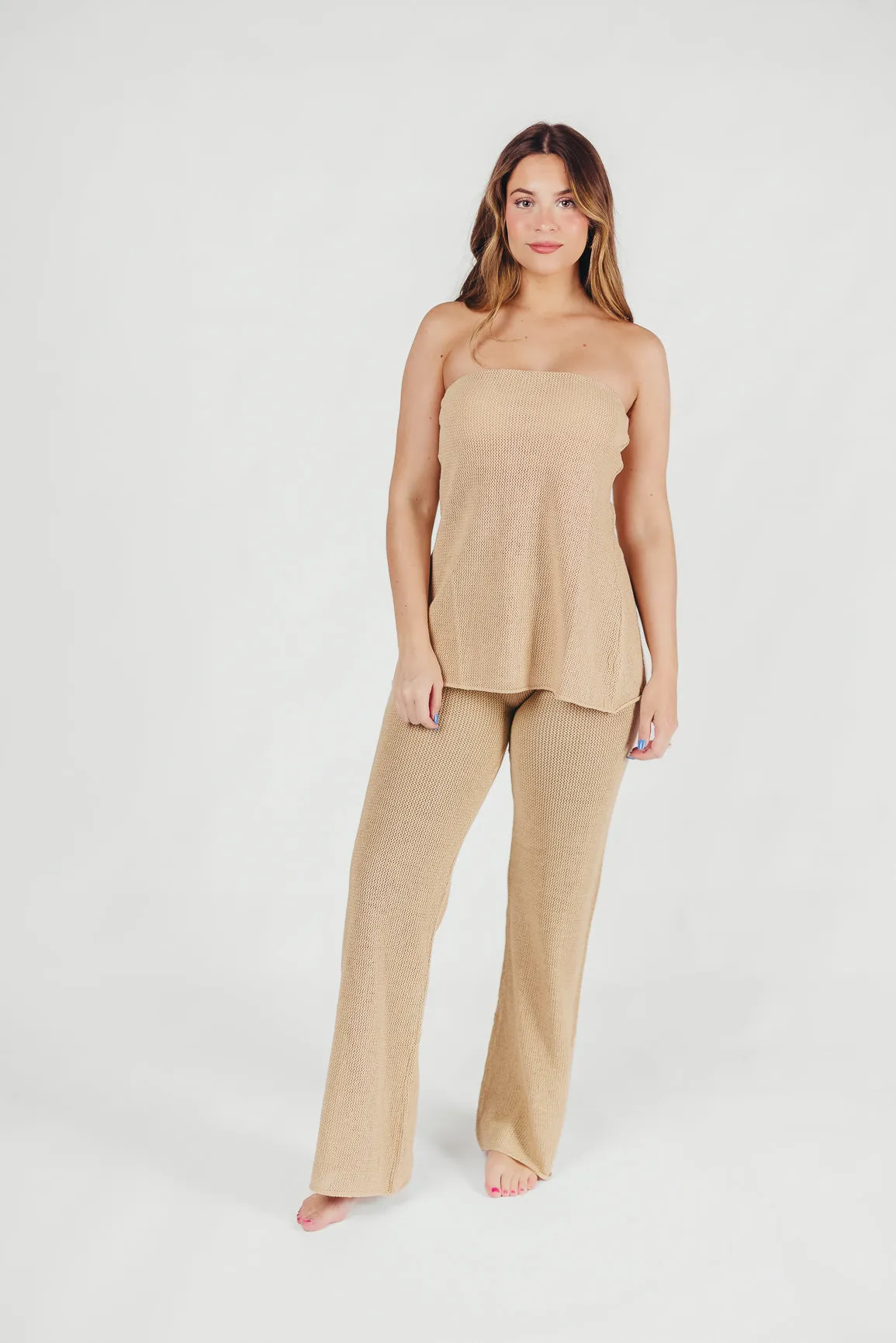 Brielle Crochet Knit Pant in Sand (No Lining) *Final-Sale* sold by Worth Collective product image thumbnail 4
