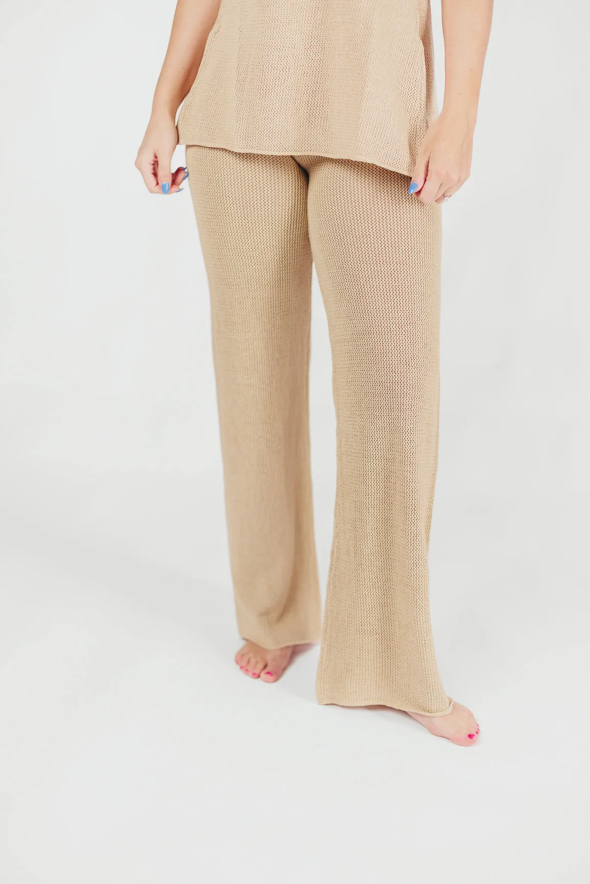 Brielle Crochet Knit Pant in Sand (No Lining) *Final-Sale* sold by Worth Collective