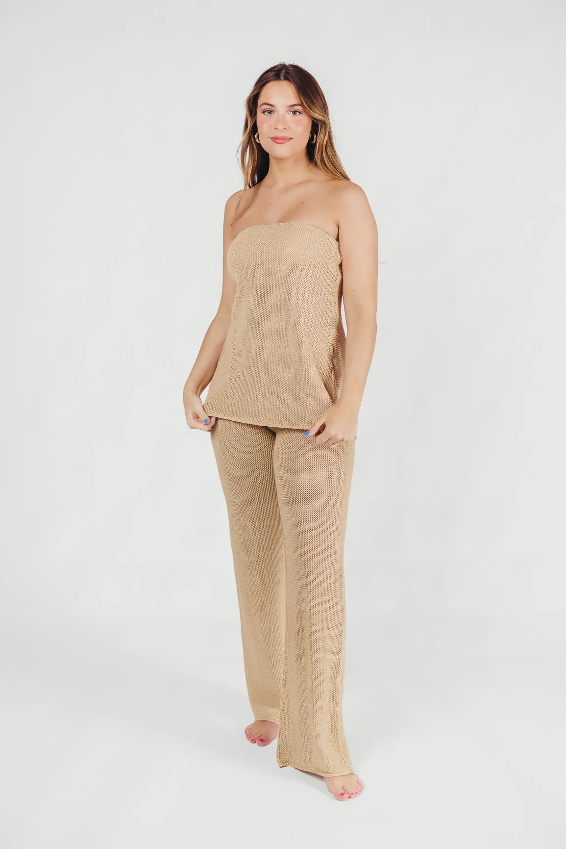 Brielle Crochet Knit Pant in Sand (No Lining) *Final-Sale* sold by Worth Collective product image thumbnail 2