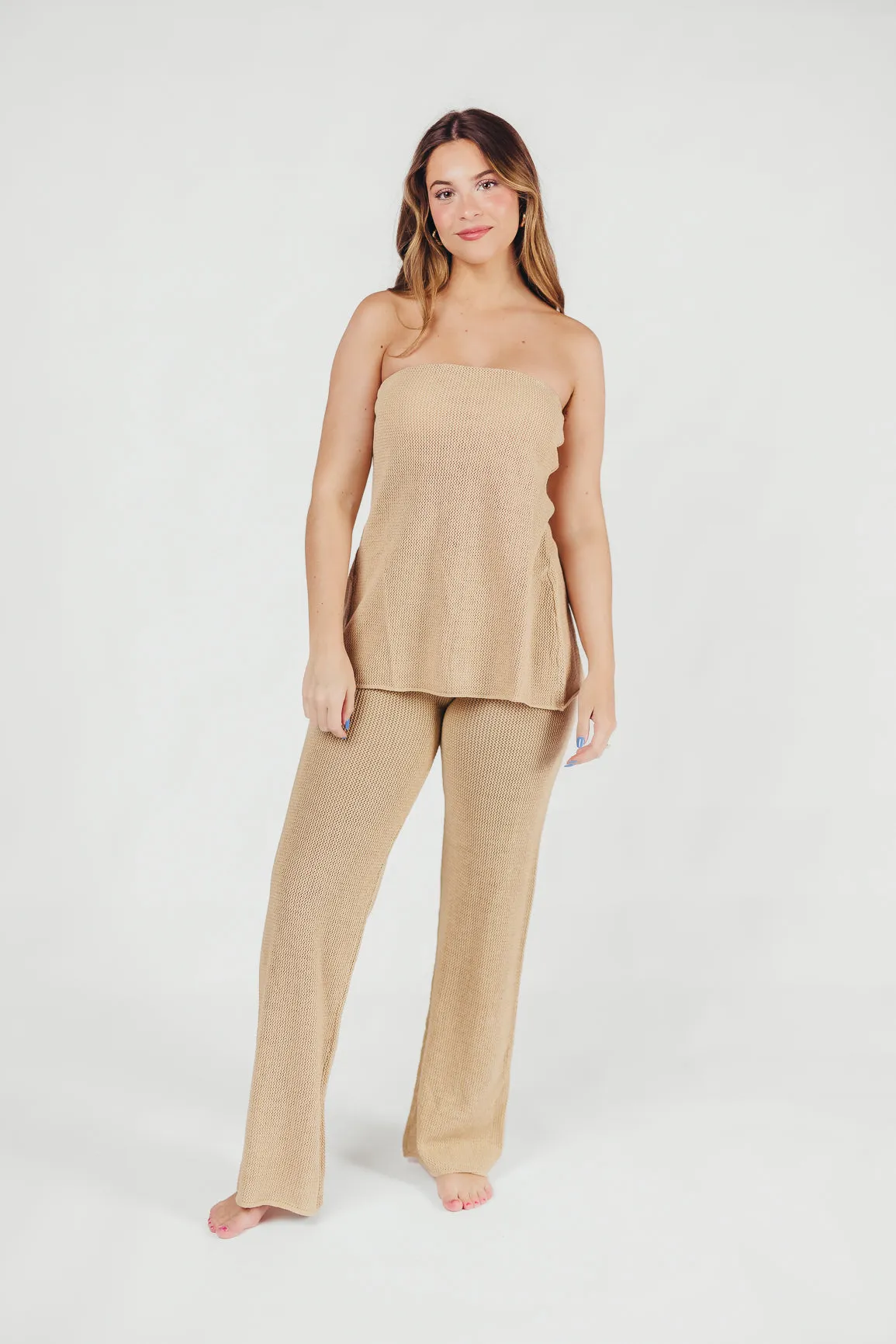 Brielle Crochet Knit Pant in Sand (No Lining) *Final-Sale* sold by Worth Collective product image thumbnail 3