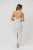 Piper Bow Print Maxi Dress with Ruffles in Ivory sold by Worth Collective