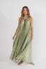 Maren Pleated Halter Maxi Dress in Sage - Bump Friendly (S-XL) Almost Sold Out! sold by Worth Collective