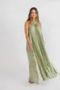 Maren Pleated Halter Maxi Dress in Sage - Bump Friendly (S-XL) Almost Sold Out! sold by Worth Collective