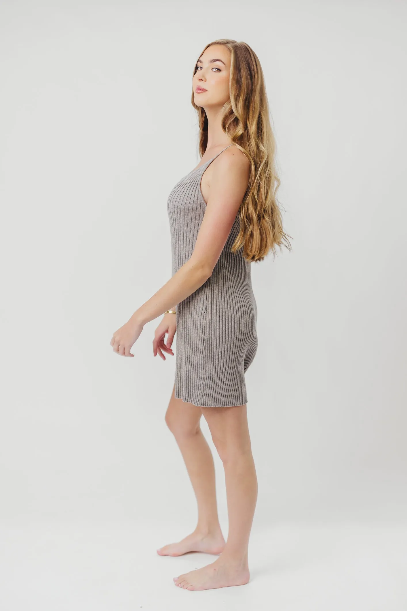 Frances Ribbed Knitted Romper in Gray sold by Worth Collective product image thumbnail 5