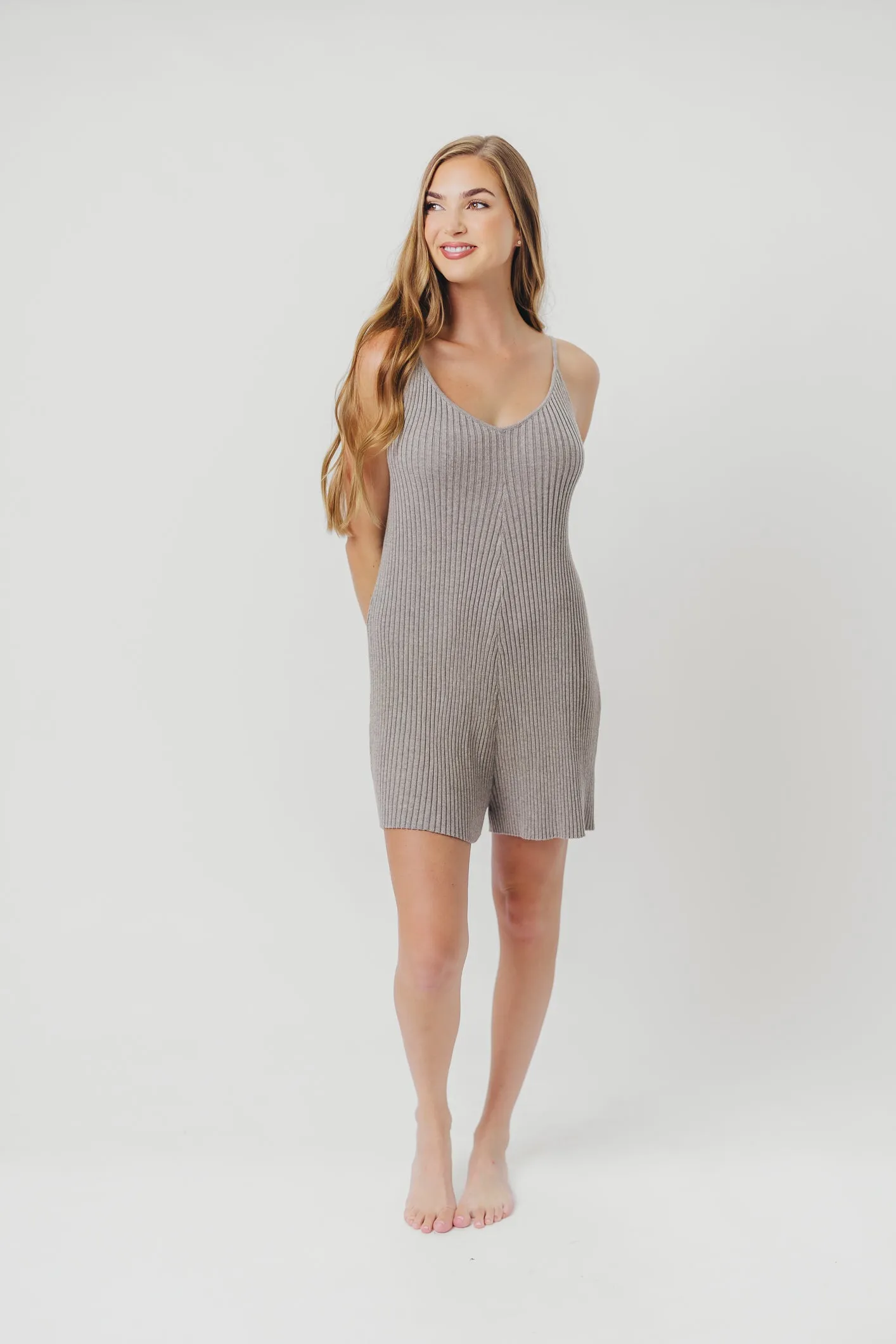Frances Ribbed Knitted Romper in Gray sold by Worth Collective product image thumbnail 3