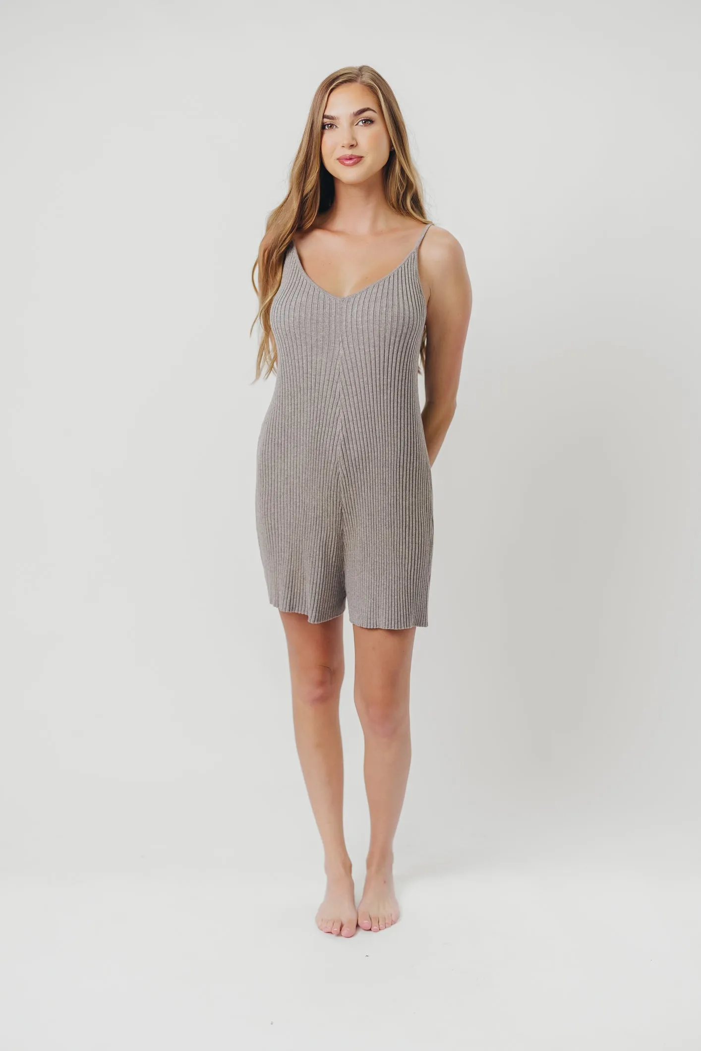 Frances Ribbed Knitted Romper in Gray sold by Worth Collective product image thumbnail 4
