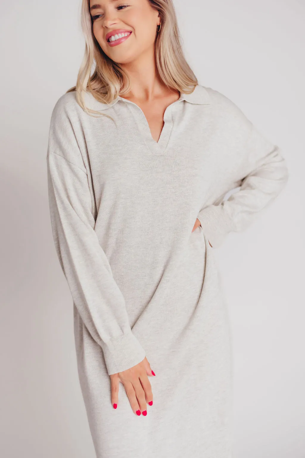 Riley Lightweight Long Sleeve Maxi Dress in Heather Grey - Bump Friendly sold by Worth Collective product image thumbnail 4