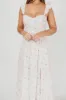 Rosamund Bustier-Style Maxi Dress in White/Orange Floral - Inclusive Sizing (S-XL) sold by Worth Collective