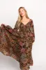 Steph Smocked Button-Front Maxi Dress in Black Floral - Final Few sold by Worth Collective