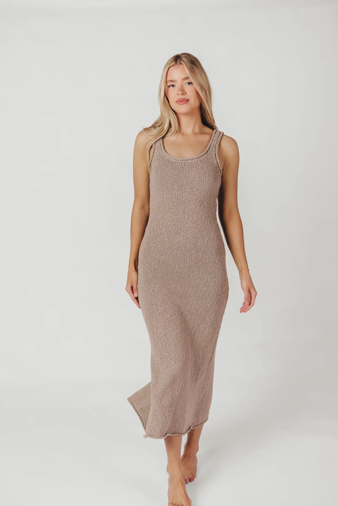 Jaya Cotton Knit Midi Dress in Grey sold by Worth Collective