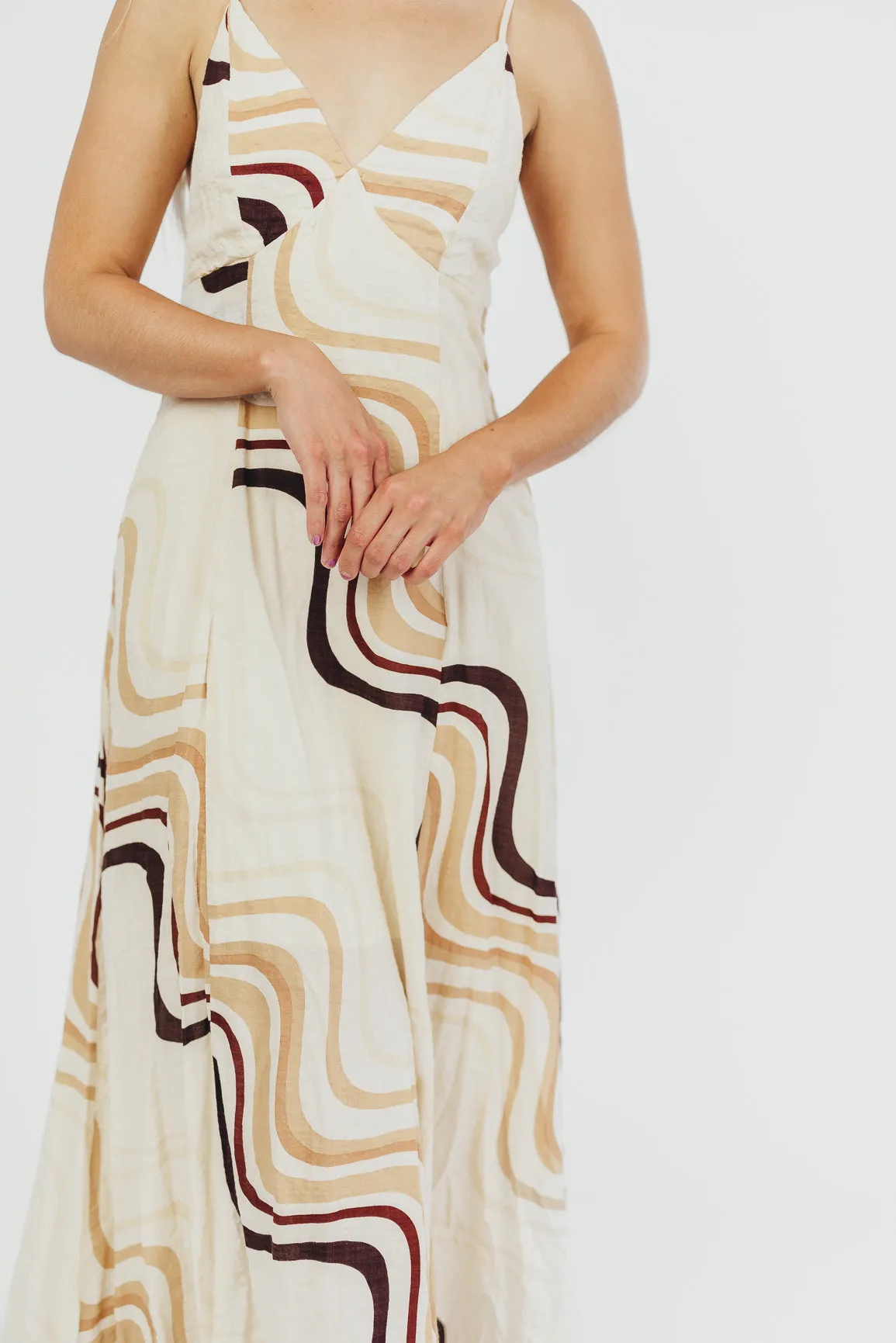 Raelynn Printed Open Back Maxi Dress in Natural sold by Worth Collective product image thumbnail 5