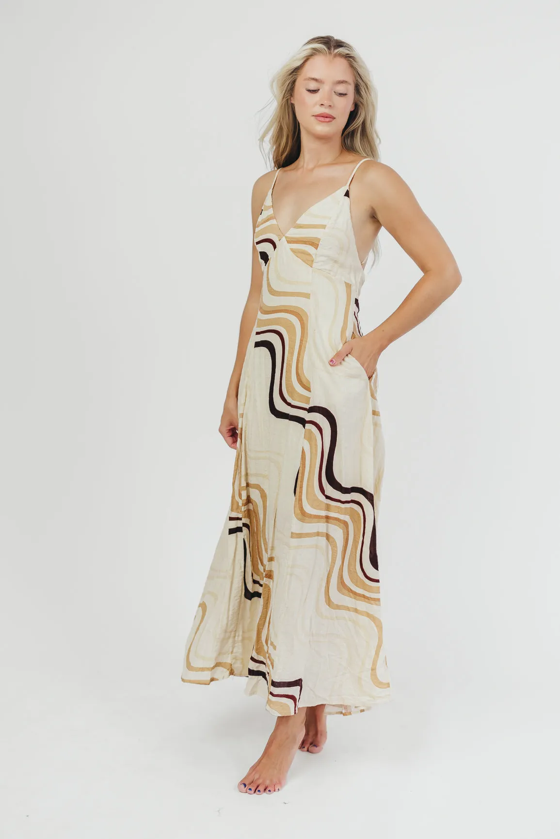 Raelynn Printed Open Back Maxi Dress in Natural sold by Worth Collective product image thumbnail 2