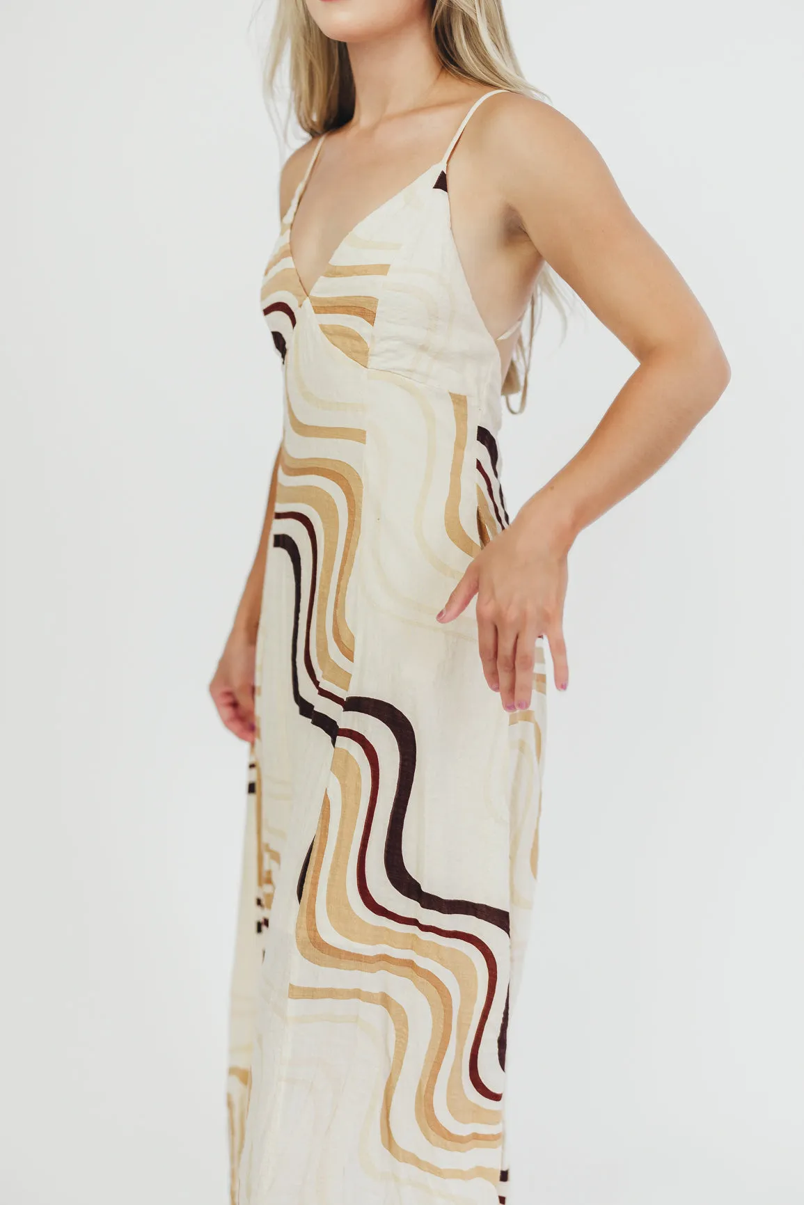 Raelynn Printed Open Back Maxi Dress in Natural sold by Worth Collective product image thumbnail 3