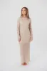 Amara Two-Piece Sheer Maxi Dress in Beige sold by Worth Collective