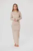 Amara Two-Piece Sheer Maxi Dress in Beige sold by Worth Collective