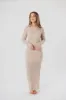Amara Two-Piece Sheer Maxi Dress in Beige sold by Worth Collective