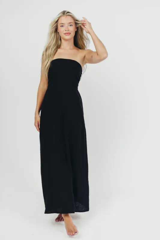 Blair Linen Maxi Dress in Black sold by Worth Collective