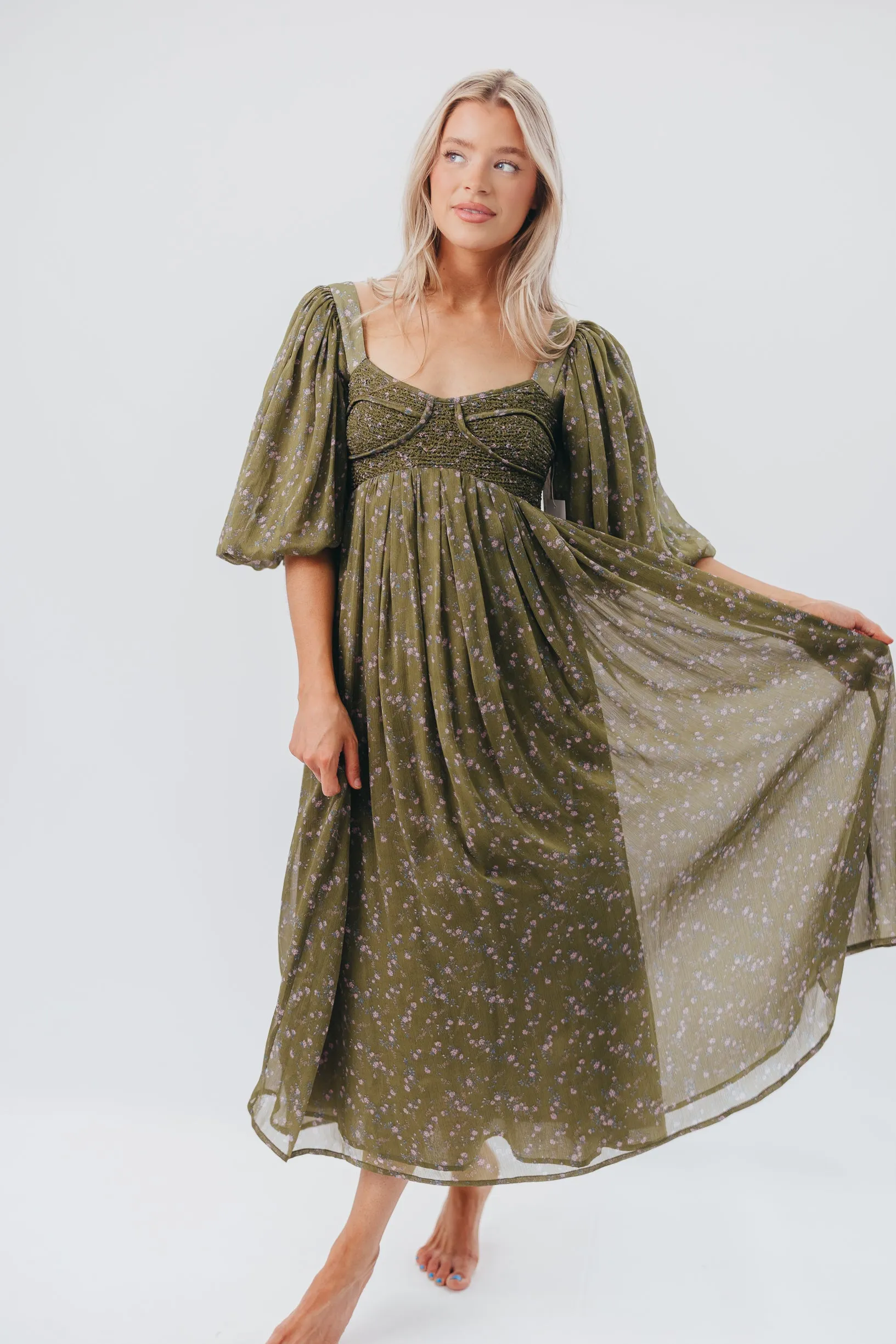 Harlow Maxi Dress in Meadow Green - Bump Friendly (S-XL) sold by Worth Collective product image thumbnail 4