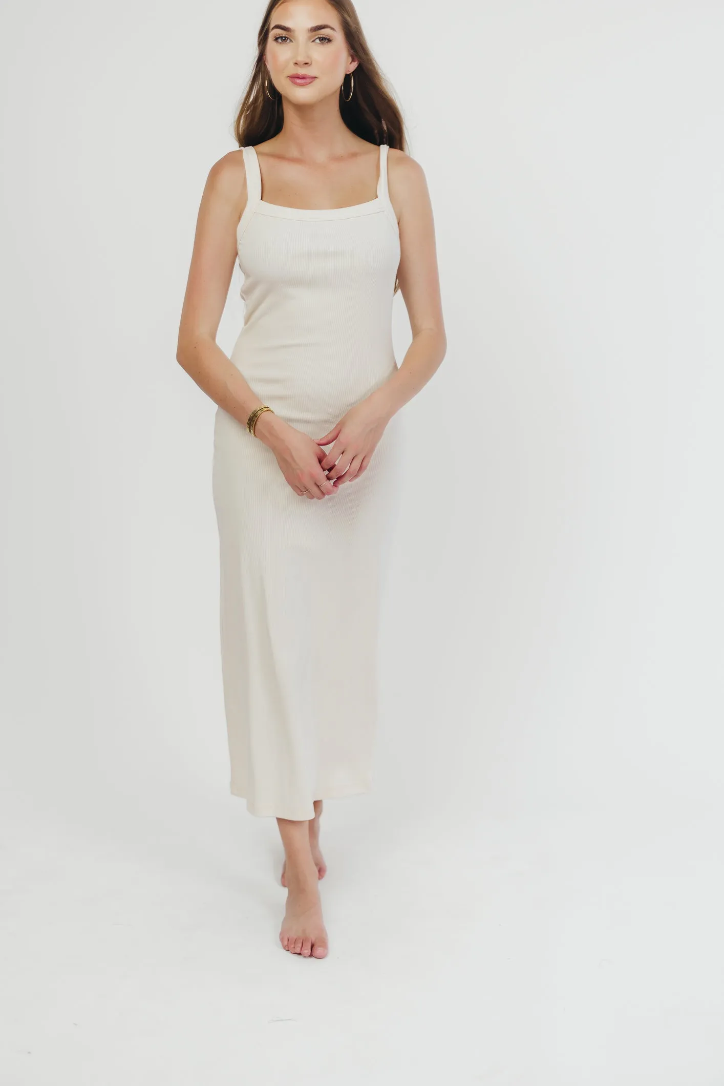 Olivia Square Neck Midi Tank Dress in Cream - Bump Friendly sold by Worth Collective product image thumbnail 3