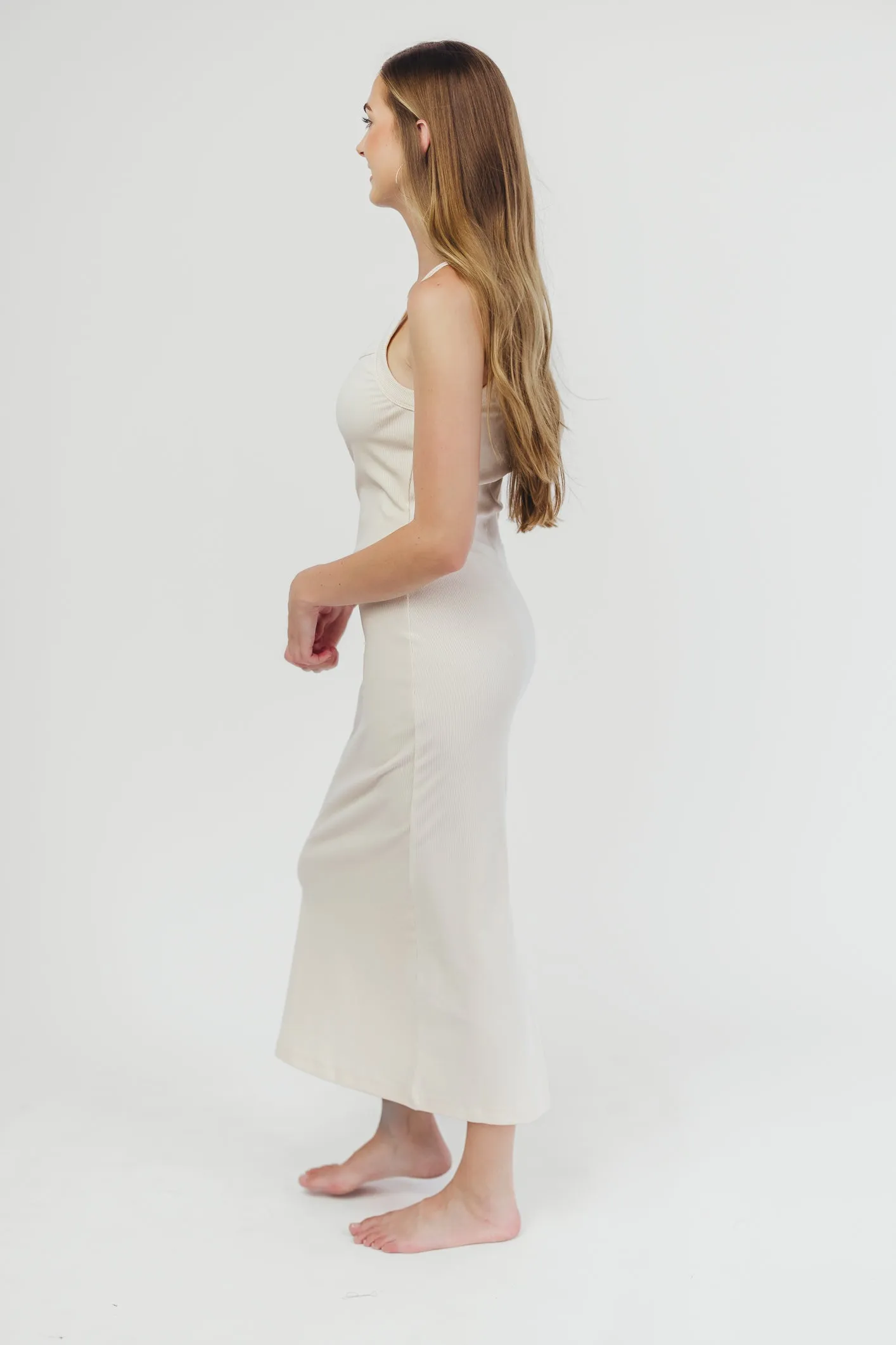 Olivia Square Neck Midi Tank Dress in Cream - Bump Friendly sold by Worth Collective product image thumbnail 2