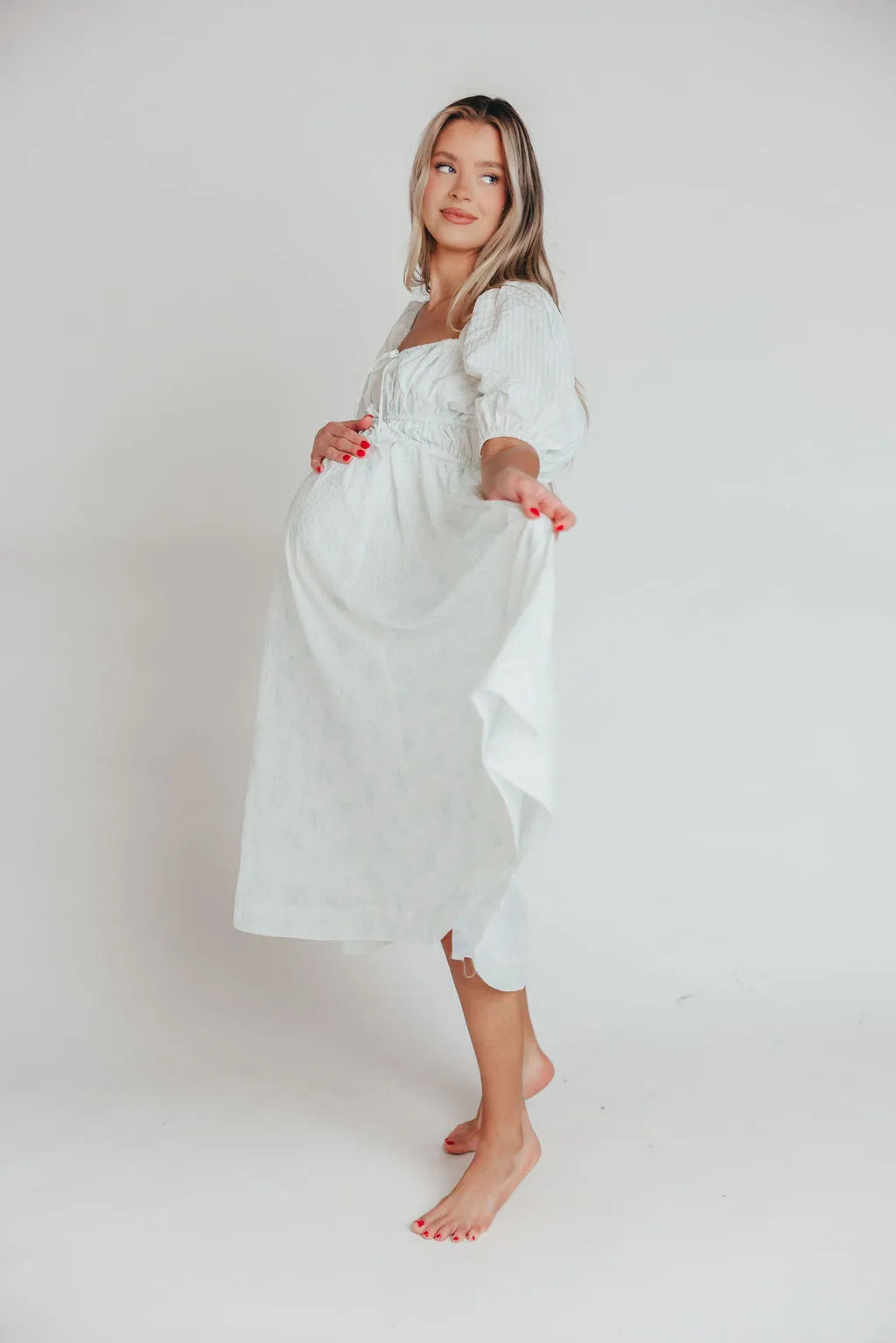 Edda Coastal Midi Dress in Sage - Bump Friendly & Inclusive Sizing (S-3XL) sold by Worth Collective product image thumbnail 2