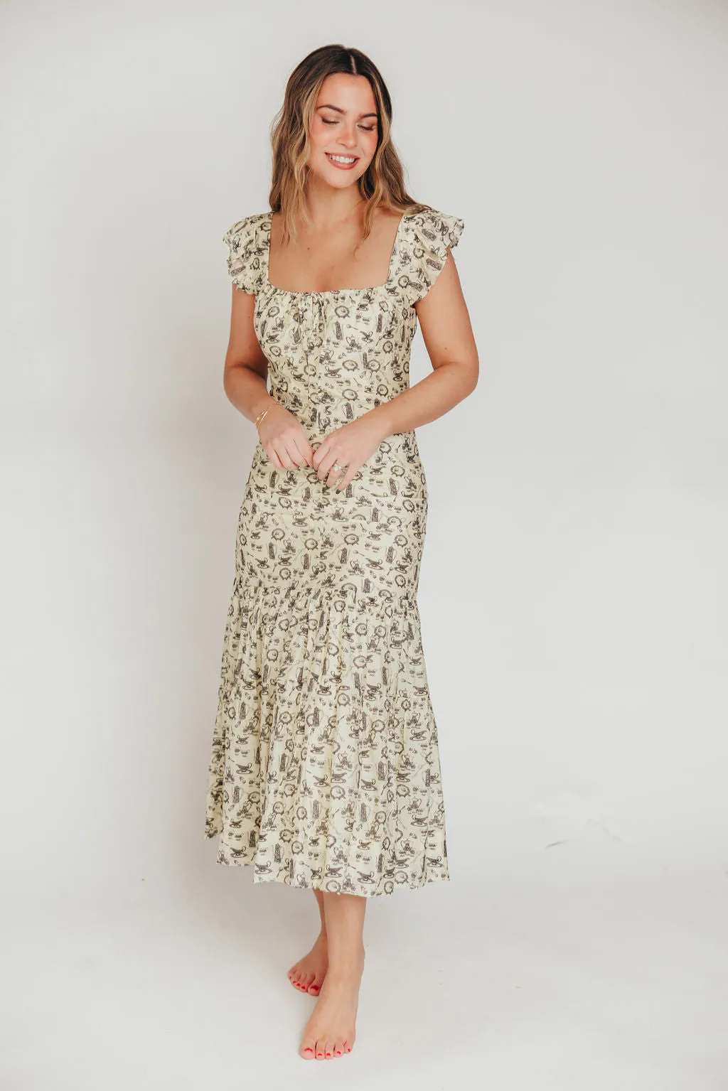 Emery Midi Dress in Vintage Tea (Sizes S-XL) sold by Worth Collective